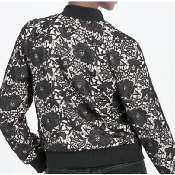 Wendys  Boutique Black & White Lace Bomber Jacket Size 16 NEW - Picture 3 of 11